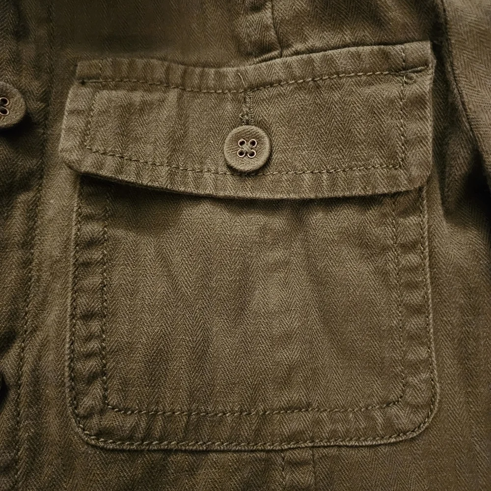 LOFT Peplum Army Green Fall Layering Jacket Women's Small S 100% Cotton Cute EUC
